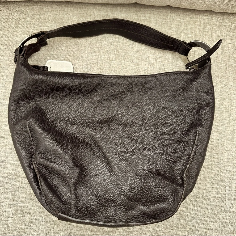 Furla Vintage Pebbled Genuine Leather Hobo Handbag
